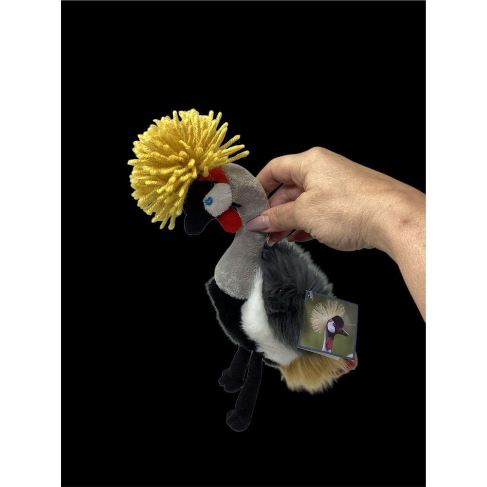 Jaag Grey Crowned Crane Bird Realistic Stuffed Plush Endangered Wildlife Trust